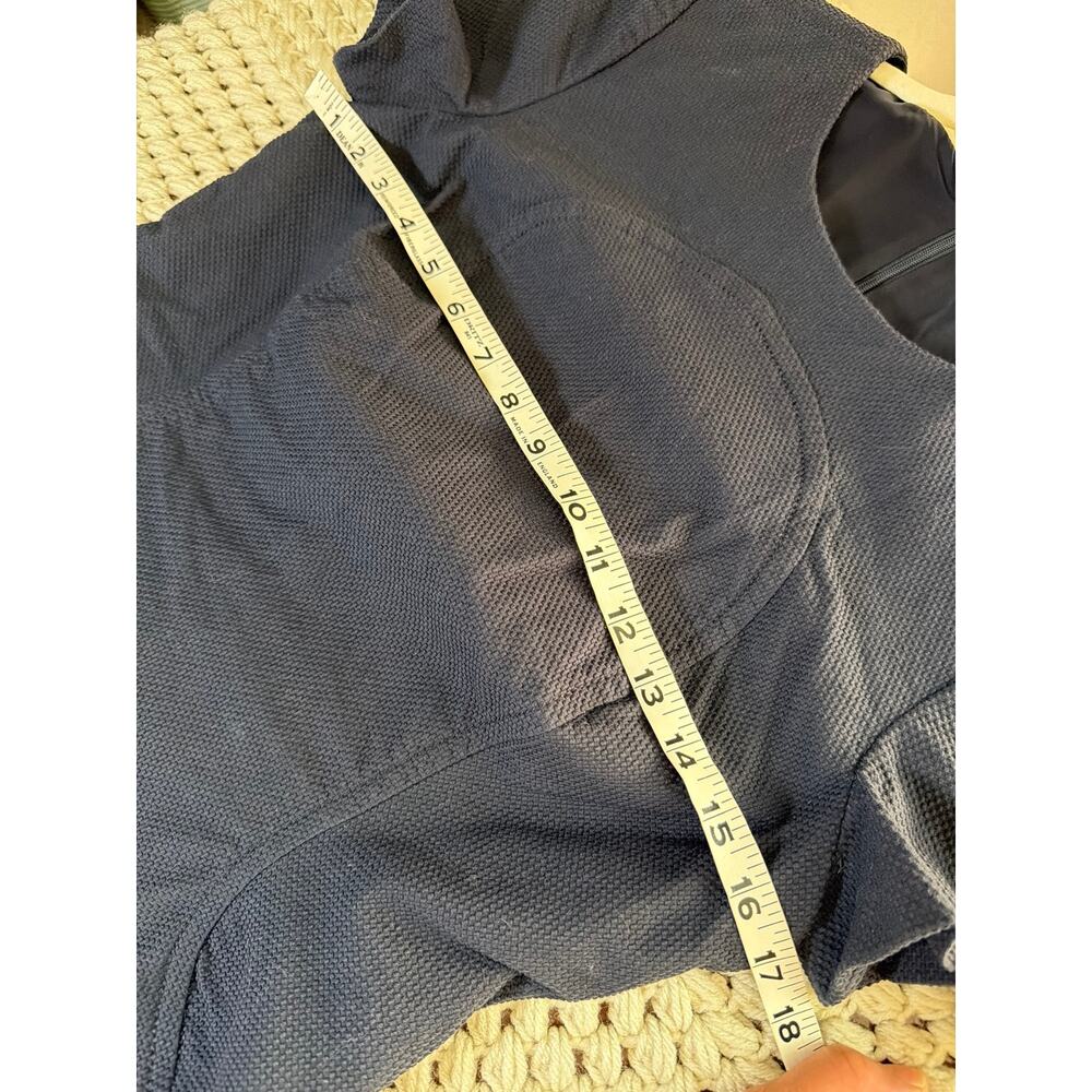 0218 Brooks Brothers Navy Textured Cotton Asymmetric Sheath Dress Size 6 - Picture 6 of 7